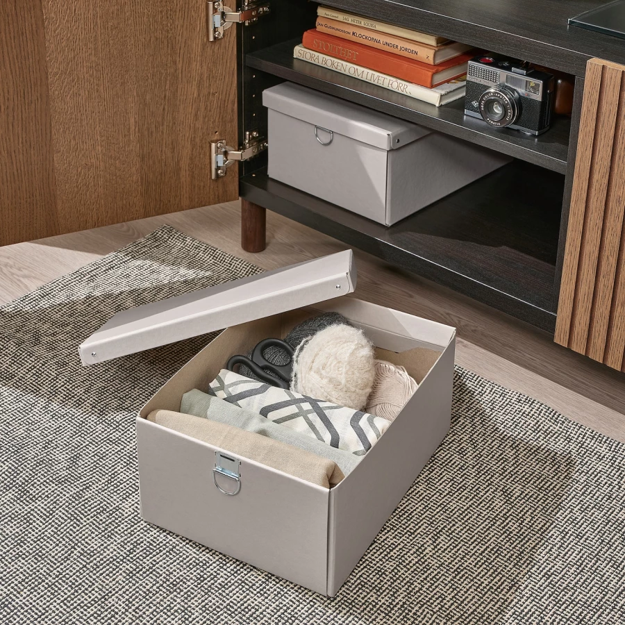 Коробка с крышкой - NIMM IKEA/ НИММ ИКЕА, 25x35x15 см, серый (изображение №2)