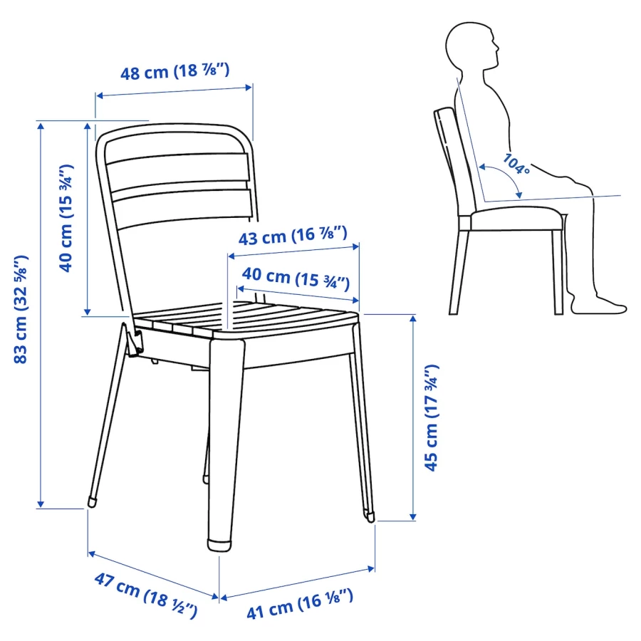 Стол+6 стульев садовый - NORRMANSÖ / NORRMANSÖ IKEA/ НОРРМАНСО ИКЕА, 220х100х74 см, белый/коричневый (изображение №8)