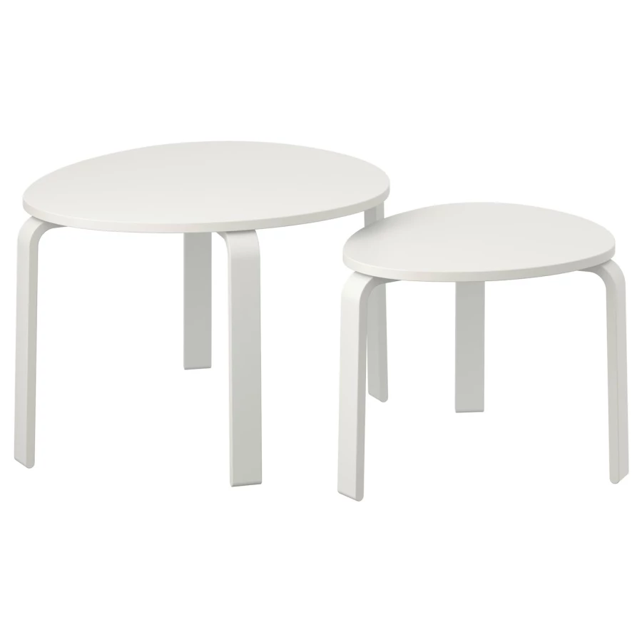 Комплект журнальных столиков - IKEA SVALSTA /СВАЛЬСТА ИКЕА, 40х55х18/46х73х64 см, белый (изображение №1)