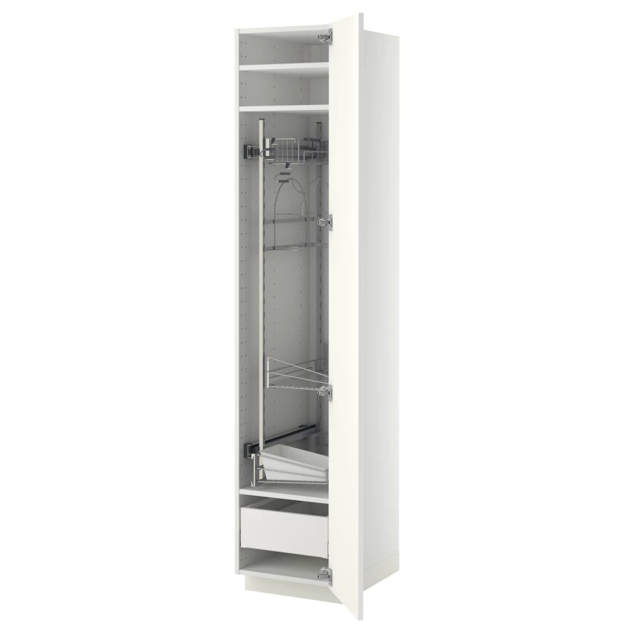 Высокий шкаф/бытовой - IKEA METOD/MAXIMERA/МЕТОД/МАКСИМЕРА ИКЕА, 200х60х40 см, белый (изображение №1)