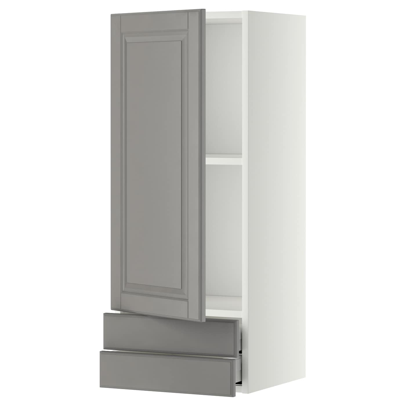 Навесной шкаф с полкой - METOD/MAXIMERA  IKEA/ МЕТОД /МАКСИМЕРА ИКЕА, 100х40 см, белый/серый