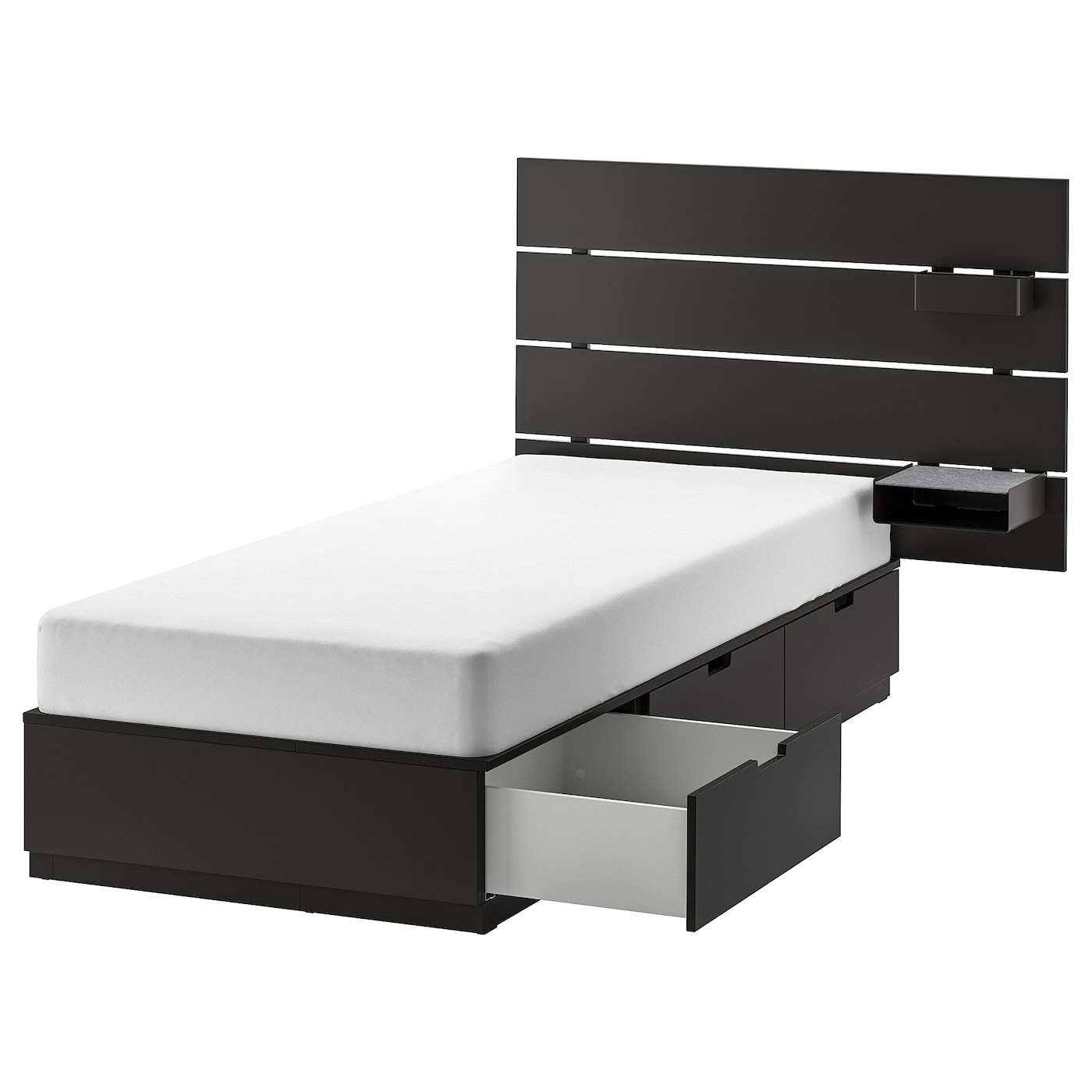 Каркас кровати с местом для хранения - IKEA NORDLI, 200х90 см, черный, НОРДЛИ ИКЕА
