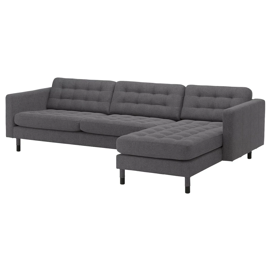 4-местный диван с шезлонгом - IKEA LANDSKRONA, 89x280см, темно-серый, ЛАНДСКРУНА ИКЕА (изображение №1)