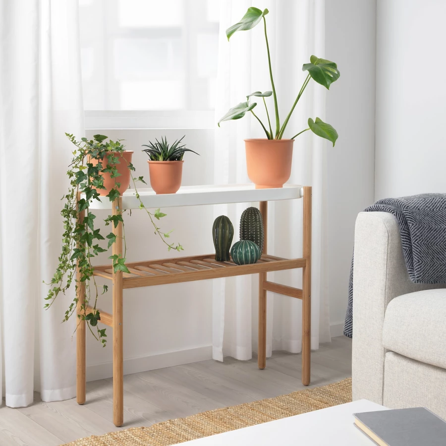 Подставка для растений - IKEA SATSUMAS, 70 см, бамбук/белый, САТСУМАС ИКЕА (изображение №3)