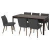Стол и 6 стульев - IKEA EKEDALEN/KLINTEN/ЭКЕДАЛЕН/КЛИНТЕН ИКЕА, 180х240х90 см, темно-коричневый/серый