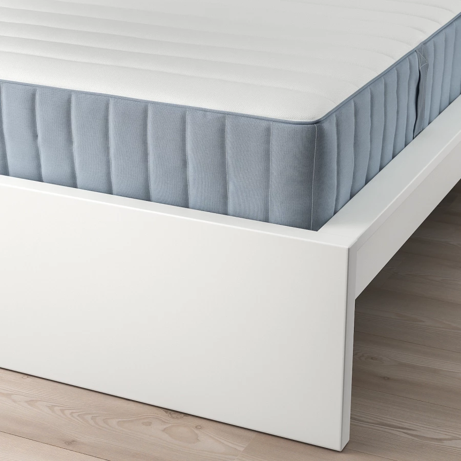 Кровать - IKEA MALM, 200х90 см, матрас средне-жесткий, белый, МАЛЬМ ИКЕА (изображение №4)