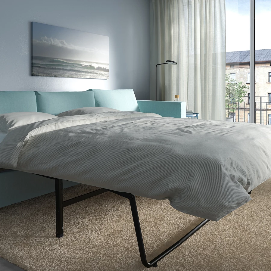 Угловой диван-кровать с шезлонгом - IKEA VIMLE/ВИМЛЕ ИКЕА, 249/349х83х164 см, голубой (изображение №5)