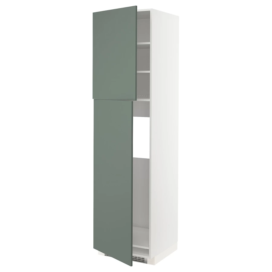 Кухонный шкаф-пенал - IKEA METOD/МЕТОД ИКЕА, 220х60х60 см, белый/темно-зеленый (изображение №1)