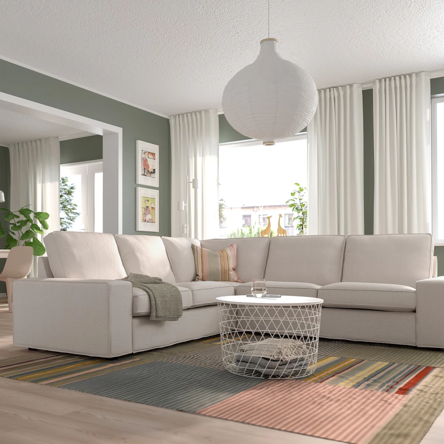4-местный угловой диван - IKEA KIVIK, 83x95см, бежевый, КИВИК  ИКЕА (изображение №2)