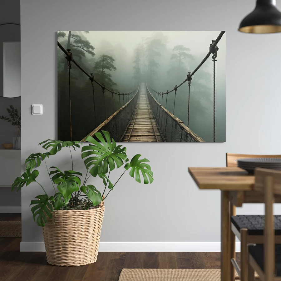 Картина - IKEA PJÄTTERYD/ ПЬЕТТЕРИД ИКЕА, 118х78 см, "Мост в джунглях" (изображение №2)