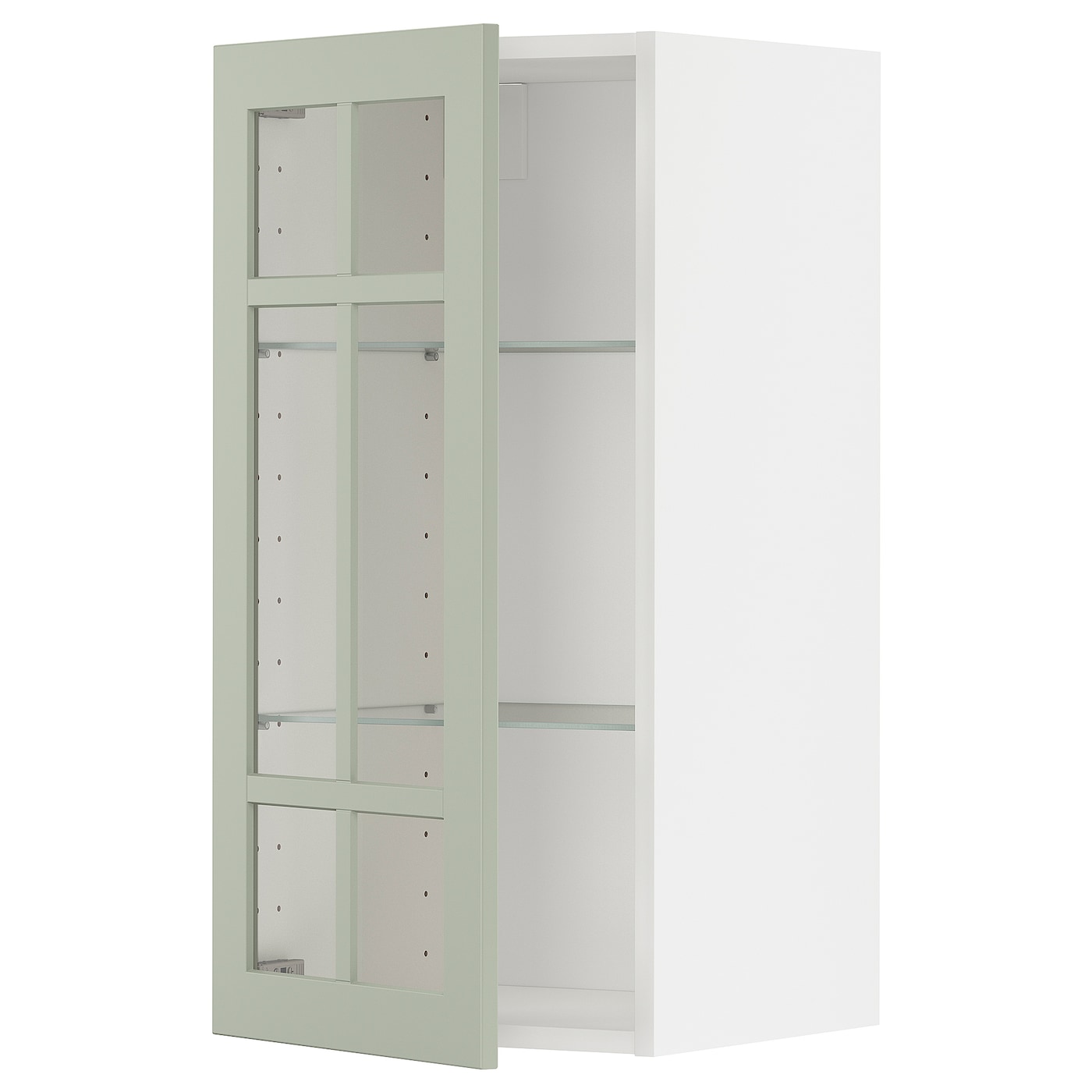 Шкаф со стеклянными дверцами -  METOD  IKEA/  МЕТОД ИКЕА, 80х40 см, белый/зеленый