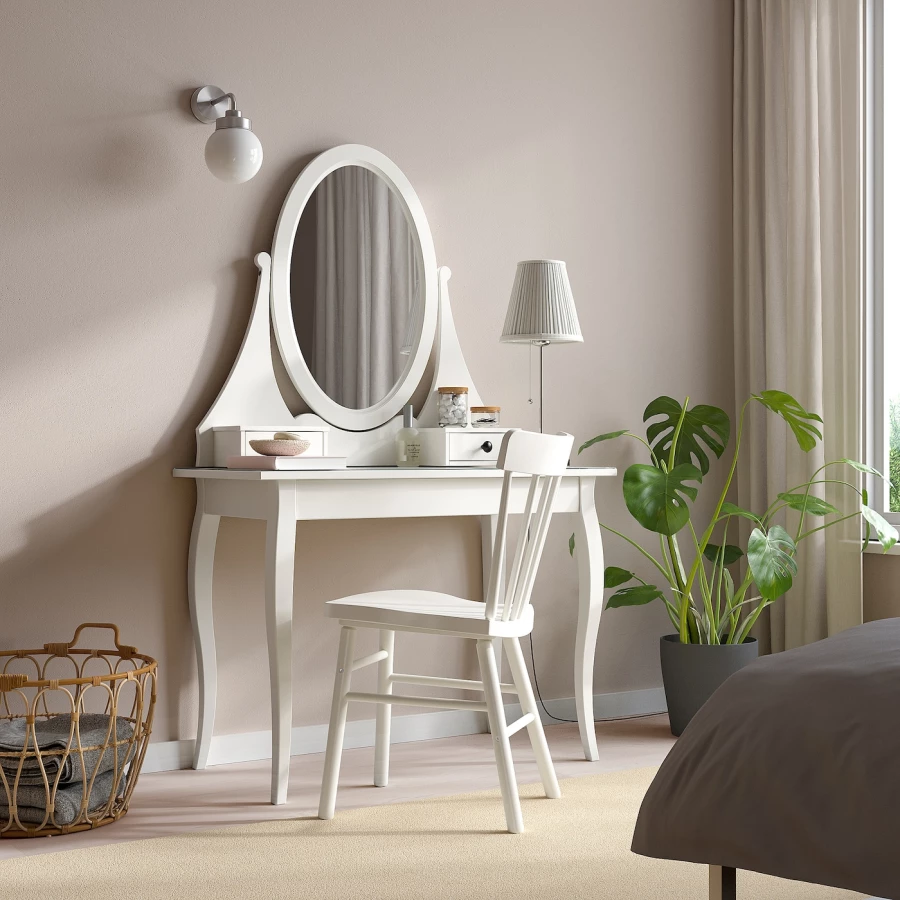 Туалетный столик - IKEA HEMNES/ ХЕМНЕС ИКЕА, 100x159х50 см, белый (изображение №2)