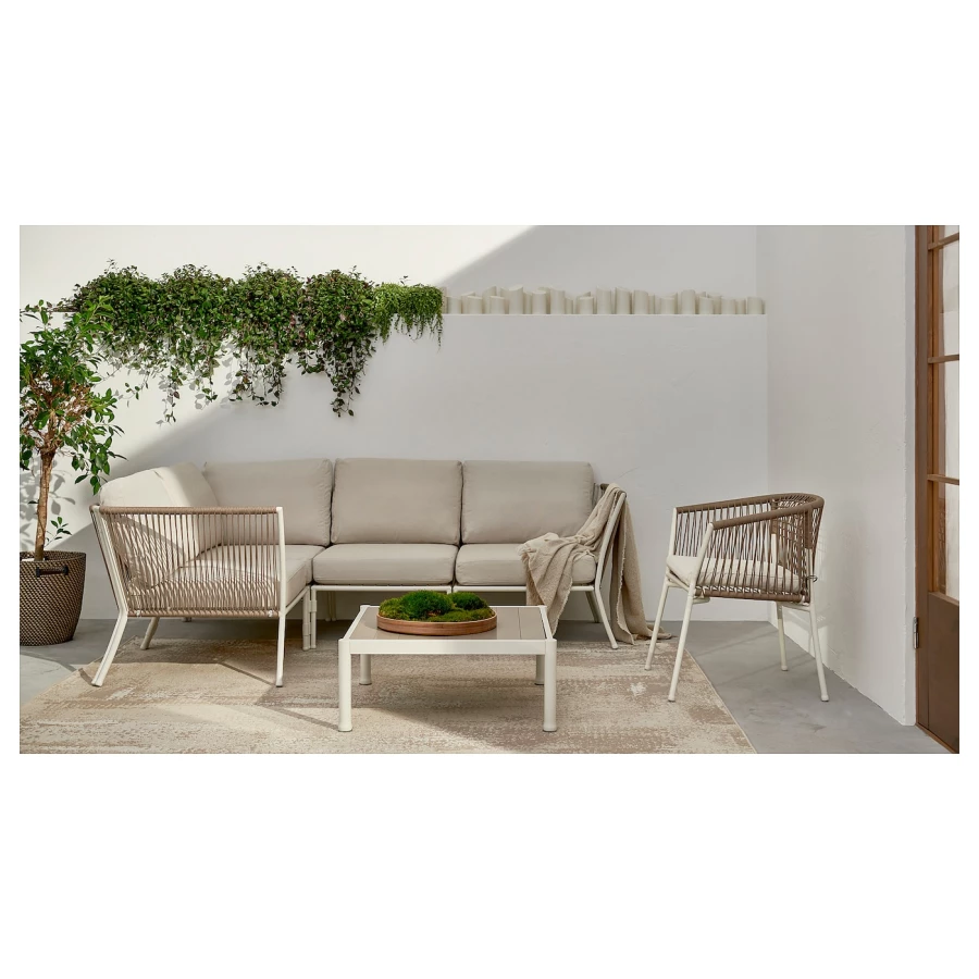 Журнальный столик, садовый - IKEA SEGERÖN/SEGERON, белый/бежевый, 73x73х30см, СЕГЕРОН ИКЕА (изображение №3)