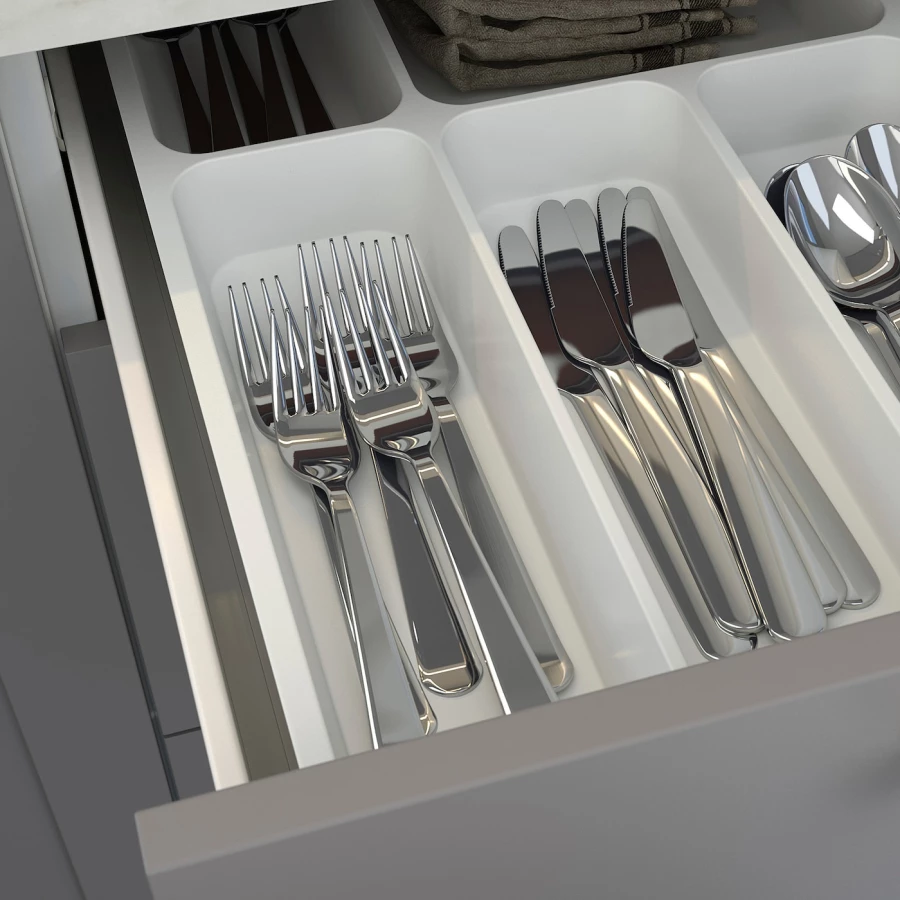 Кухонная комбинация для хранения вещей - ENHET  IKEA/ ЭНХЕТ ИКЕА, 123х63,5х222 см, белый/серый/бежевый (изображение №6)