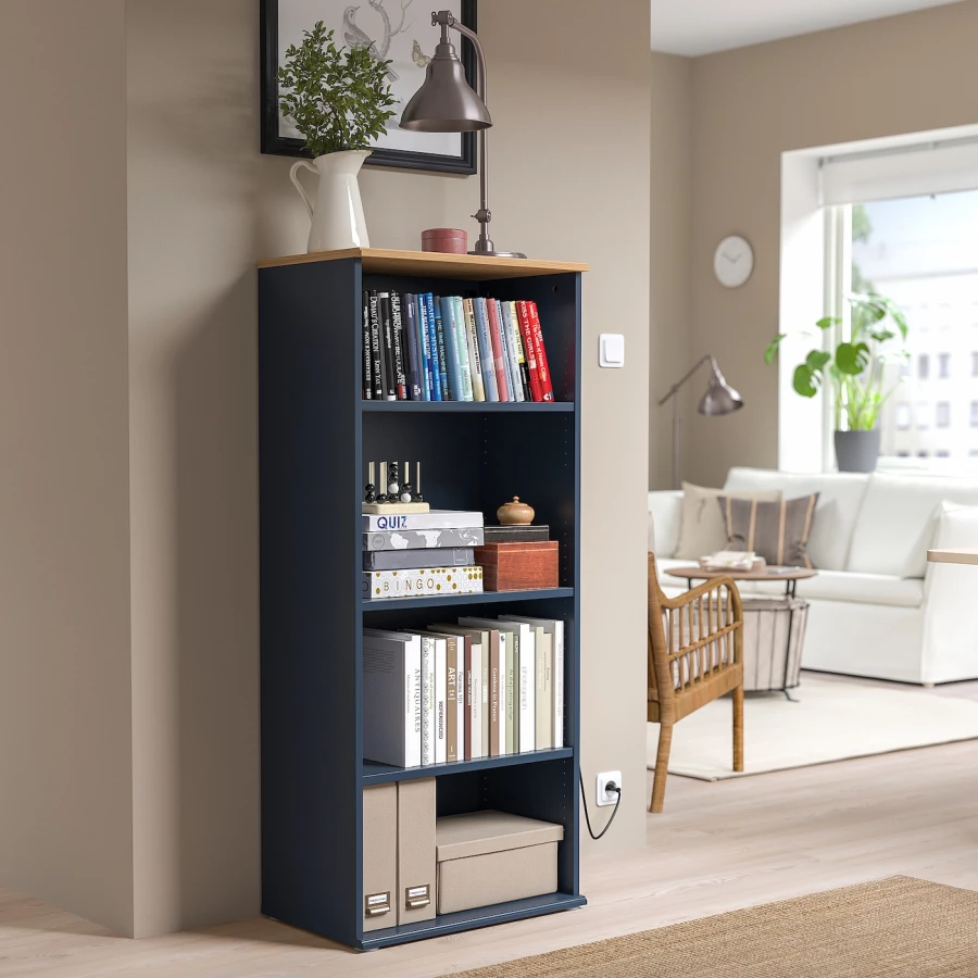 Открытый книжный шкаф - SKRUVBY IKEA/СКРУВБИ ИКЕА, 37.5х60х140 см, синий (изображение №3)