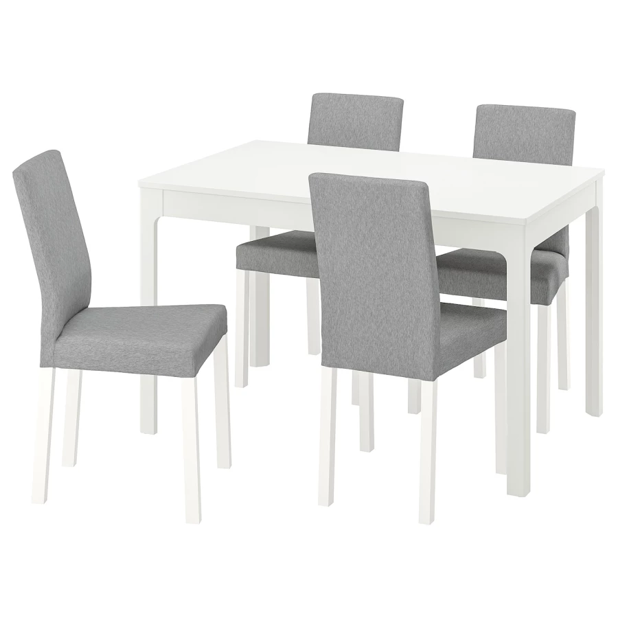 Стол и 4 стула - IKEA EKEDALEN/KÄTTIL/KATTIL/ЭКЕДАЛЕН/КЭТТИЛ ИКЕА, 120/180х80 см, белый/серый (изображение №1)