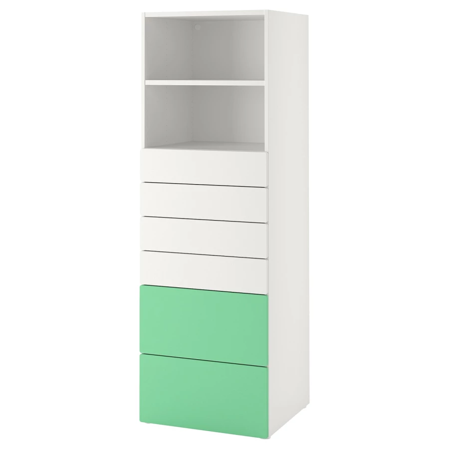 Шкаф - PLATSA/ SMÅSTAD / SMАSTAD  IKEA/ ПЛАТСА/СМОСТАД  ИКЕА, 60x55x180 см, белый/зеленый (изображение №1)
