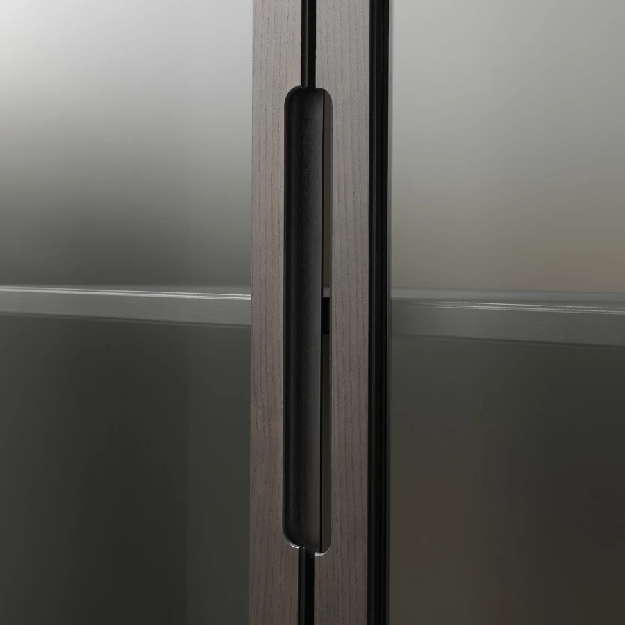 Шкаф со стеклянными дверцами  - REGISSÖR IKEA/ РЕЖИССЕР/РЕЖИСЁР ИКЕА, 118x203х38 см, черный/прозрачный (изображение №2)