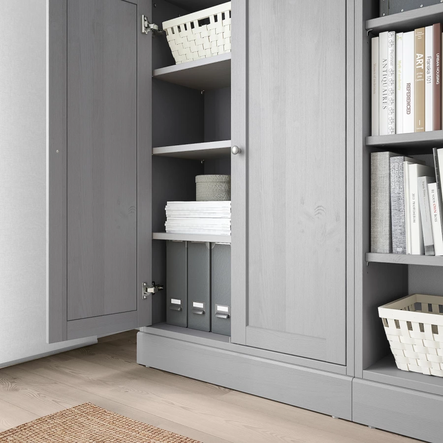 Книжный шкаф - HAVSTA IKEA/ ХАВСТА ИКЕА,  162х134 см, серый (изображение №3)