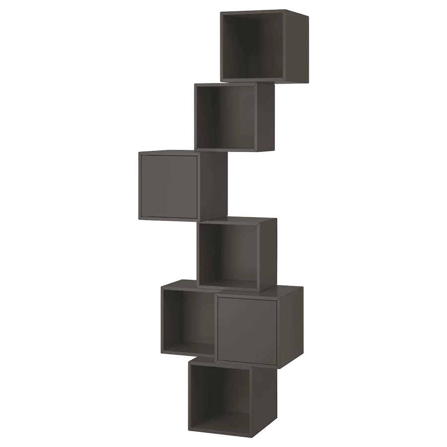 Комбинация навесных шкафов - IKEA EKET, 80x35x210 см, темно-серый, ЭКЕТ ИКЕА (изображение №1)