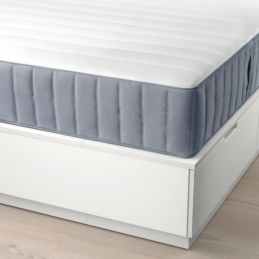 Каркас кровати с ящиком для хранения и матрасом - IKEA NORDLI, 200х140 см, матрас жесткий, белый, НОРДЛИ ИКЕА (изображение №3)