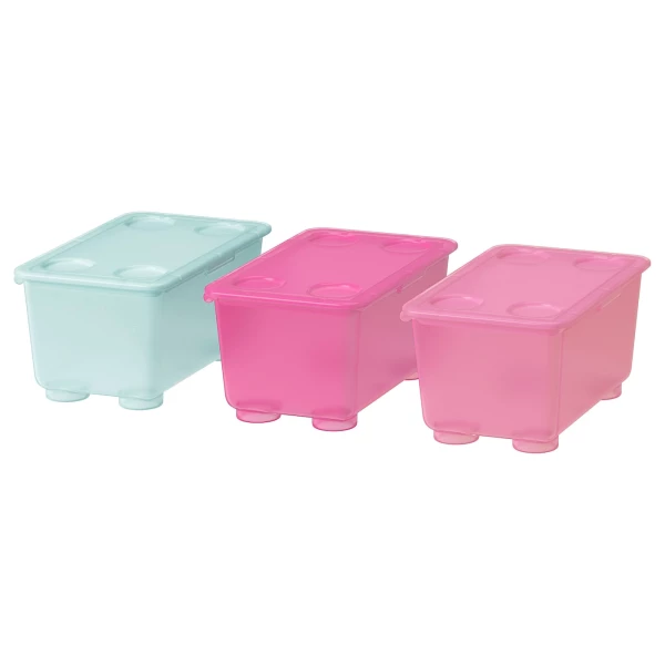 Коробка с крышкой - GLIS IKEA/ ГЛИС ИКЕА,  17х10 см, голубой/розовый