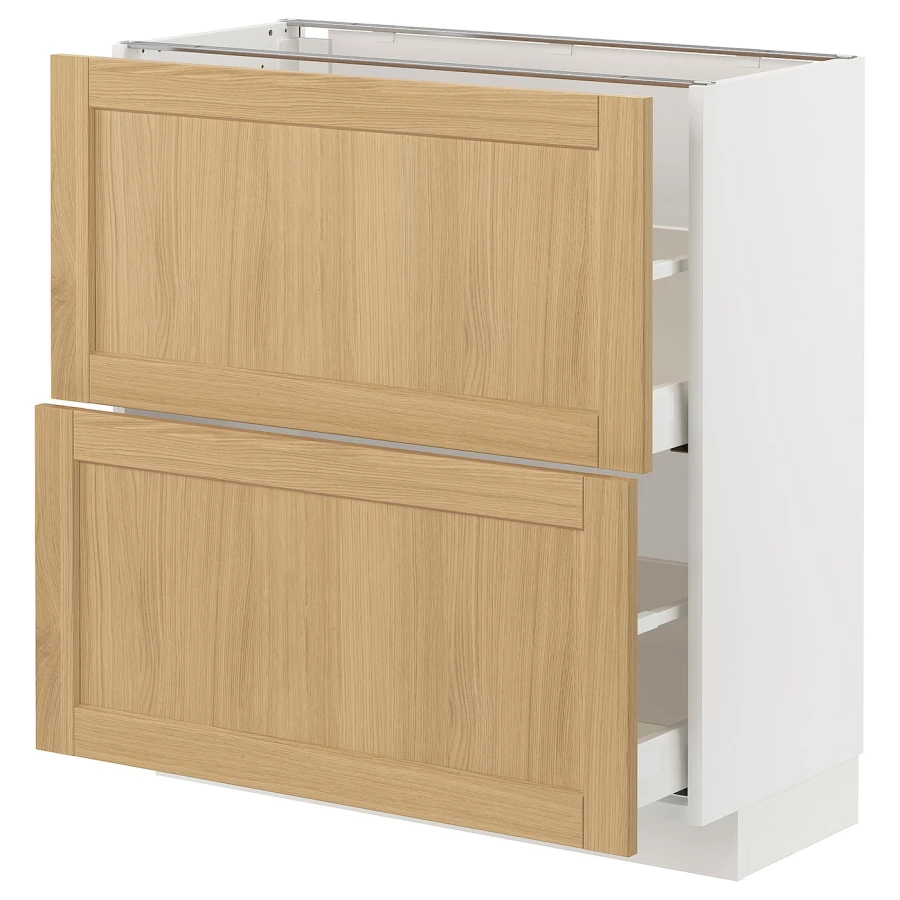 Напольный шкаф - METOD / MAXIMERA IKEA/ МЕТОД/ МАКСИМЕРА ИКЕА,  80х37 см, белый/под беленый дуб (изображение №1)