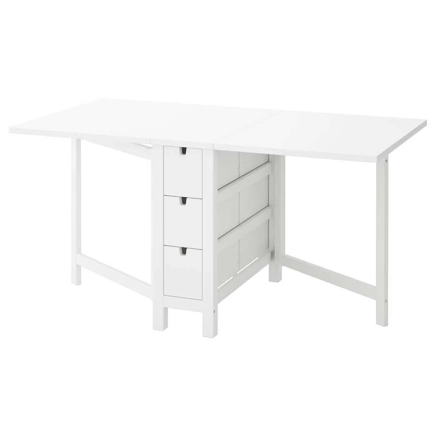 Раскладной кухонный стол - IKEA NORDEN, 152/89х80х74 см, белый, НОРДЕН ИКЕА (изображение №1)