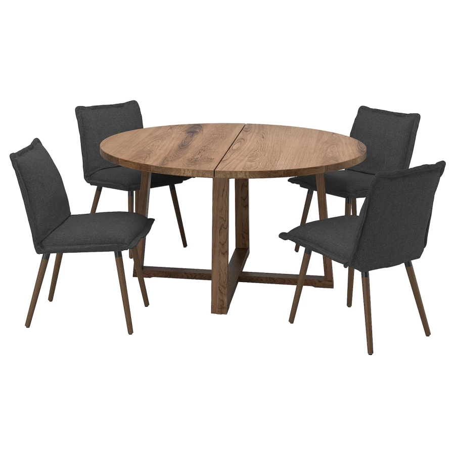 Стол и 4 стула - MÖRBYLÅNGA / KLINTEN/ MОRBYLАNGA IKEA/  МЁРБИЛОНГА / КЛИНТЕН ИКЕА,  145х75/ 81 см,  коричневый/ темно-серый (изображение №1)