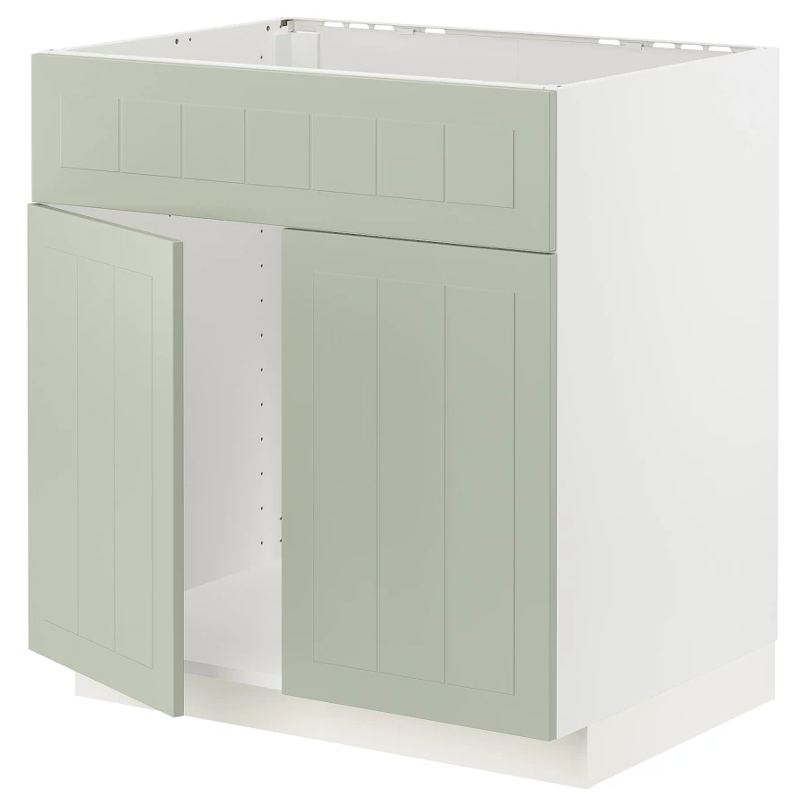 Напольный шкаф - METOD IKEA/ МЕТОД ИКЕА,  88х80 см, белый/светло-зеленый (изображение №1)