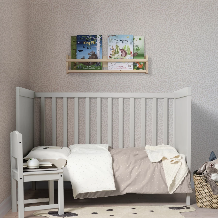 Пододеяльник/наволочка для детской кроватки - DRÖMSLOTT / DRОMSLOTT  IKEA/  ДРЁМСЛОТТ  ИКЕА, 60х120 см,  бежевый/белый (изображение №6)