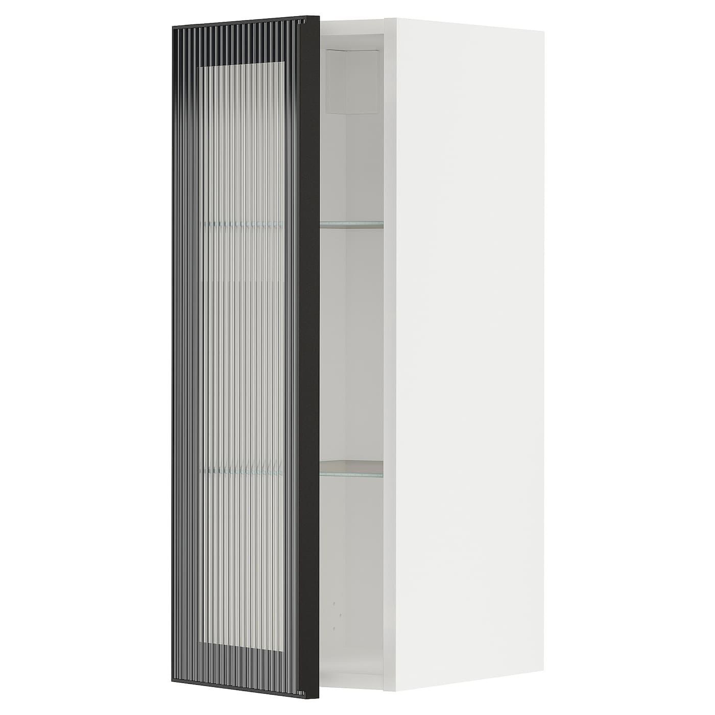 Шкаф со стеклянными дверцами -   METOD IKEA/ МЕТОД ИКЕА, 80х30 см, белый/черный
