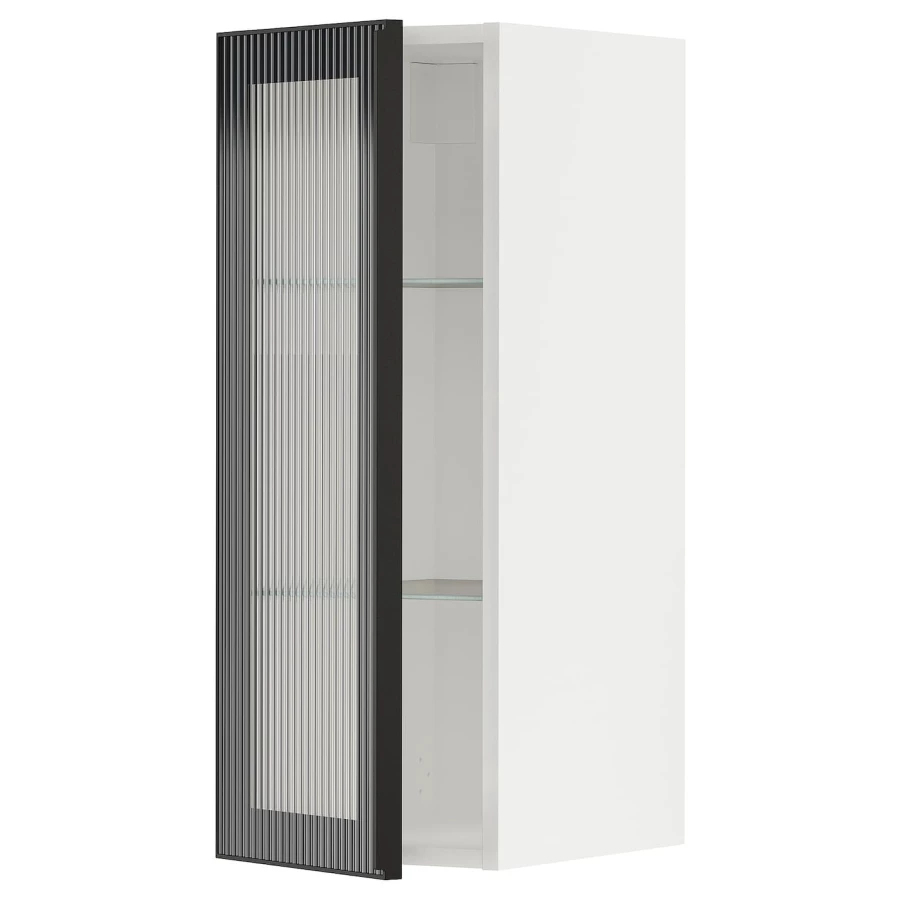 Шкаф со стеклянными дверцами -   METOD IKEA/ МЕТОД ИКЕА, 80х30 см, белый/черный (изображение №1)