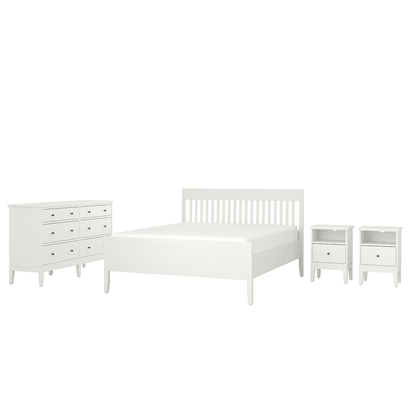 Комбинация мебели для спальни - IKEA IDANÄS/LINDBÅDEN/IDANAS/LINDBADEN, 200x140см, белый, ИДАНЭС/ЛИНДБАДЕН ИКЕА