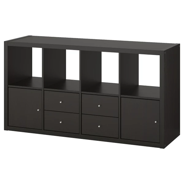 Стеллаж 8 ячеек с ящиками - IKEA KALLAX, 77х147 см, черный, КАЛЛАКС ИКЕА
