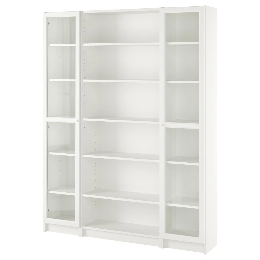Книжный шкаф со стеклянной дверцей - BILLY IKEA/ БИЛЛИ ИКЕА, 30х160х202 см, белый (изображение №1)