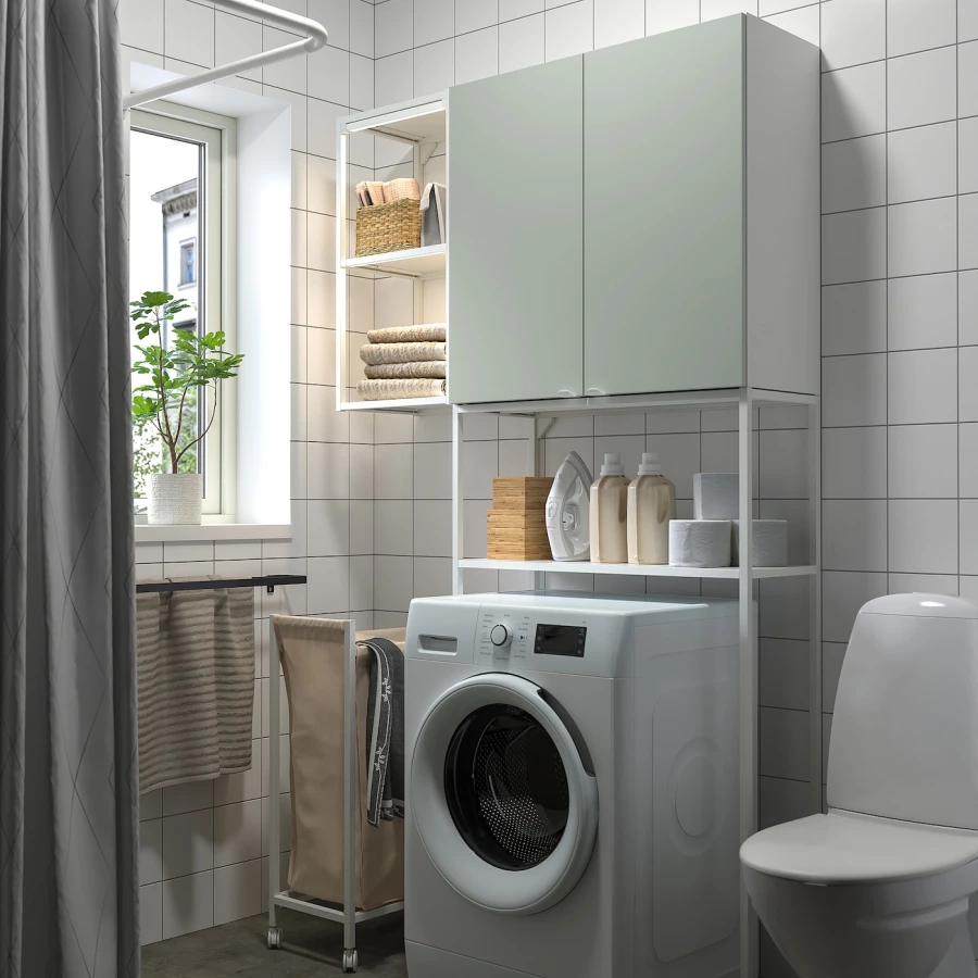 Комбинация для ванной - IKEA ENHET, 120х32х204 см, белый/светло-зеленый, ЭНХЕТ ИКЕА (изображение №2)