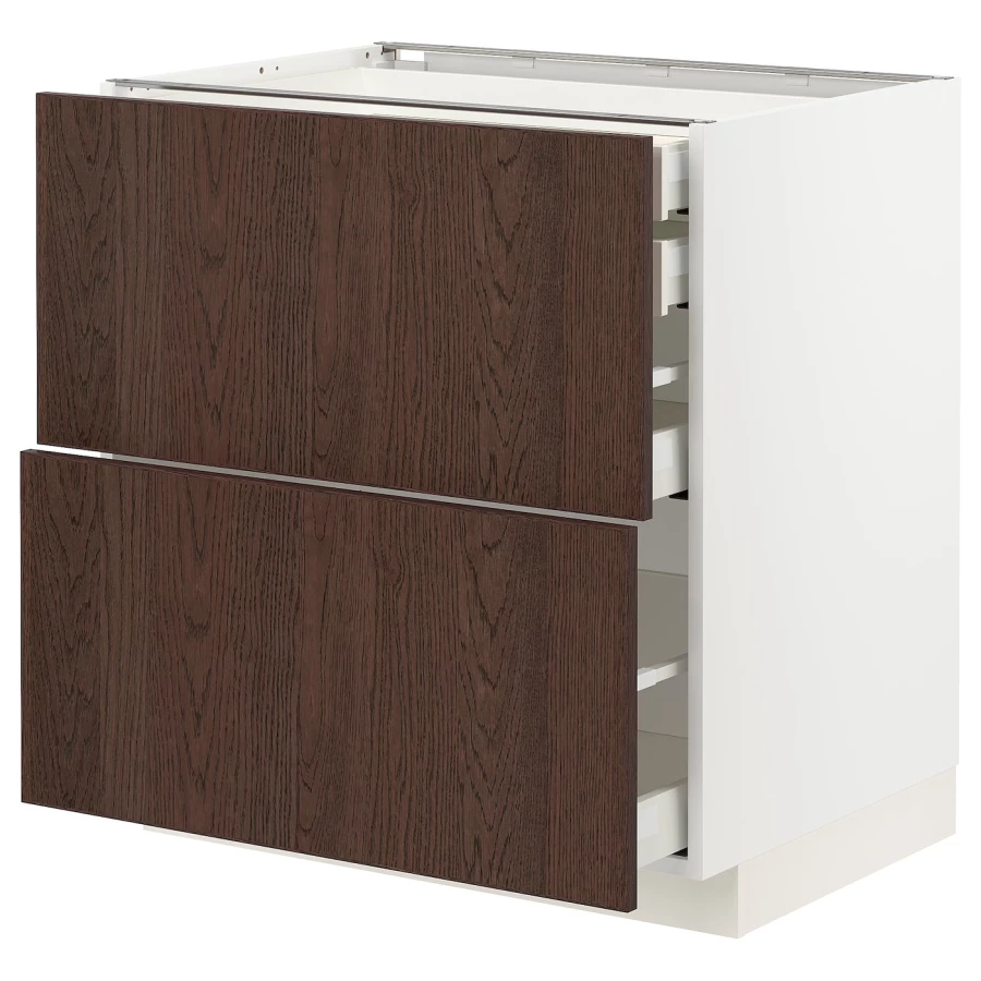 Напольный кухонный шкаф  - IKEA METOD MAXIMERA, 88x61,6x80см, белый/коричневый, МЕТОД МАКСИМЕРА ИКЕА (изображение №1)