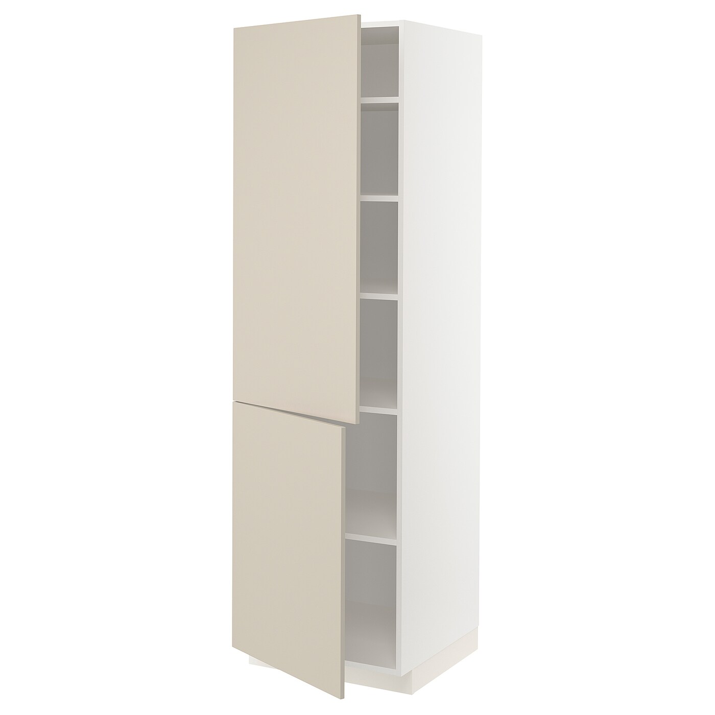 Высокий кухонный шкаф с полками - IKEA METOD/МЕТОД ИКЕА, 220х60х40 см, белый/бежевый