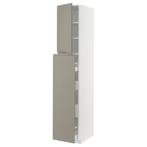 Высокий шкаф - IKEA METOD/MAXIMERA/МЕТОД/МАКСИМЕРА ИКЕА, 60х60х220 см, белый/серый