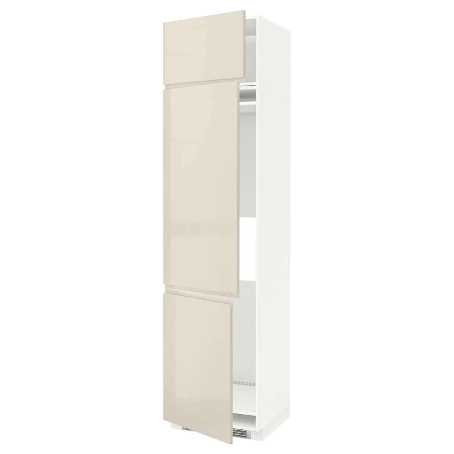 Высокий шкаф - IKEA METOD/МЕТОД ИКЕА, 240х60х60 см, белый/бежевый (изображение №1)
