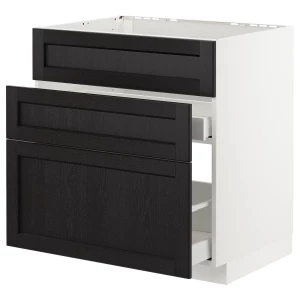 Напольный кухонный шкаф - IKEA METOD MAXIMERA, 88x61,9x80см, белый/черный, МЕТОД МАКСИМЕРА ИКЕА