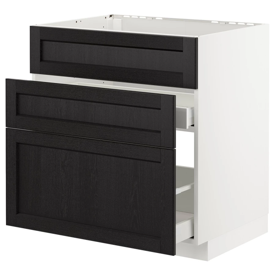 Напольный кухонный шкаф  - IKEA METOD MAXIMERA, 88x61,9x80см, белый/черный, МЕТОД МАКСИМЕРА ИКЕА (изображение №1)