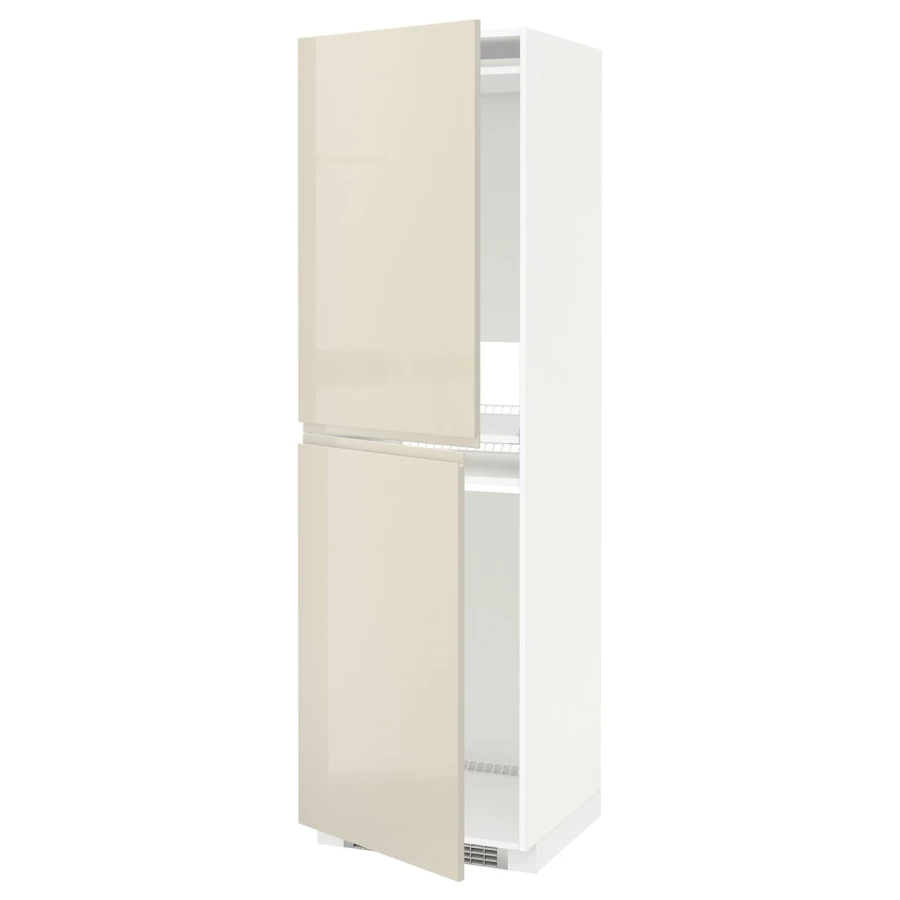 Высокий кухонный шкаф - IKEA METOD/МЕТОД ИКЕА, 200х60х60 см, белый/бежевый глянцевый (изображение №1)