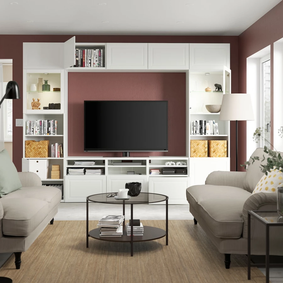 Комплект мебели д/гостиной  - IKEA BESTÅ/BESTA, 300x42x231 см, белый, БЕСТО ИКЕА (изображение №2)