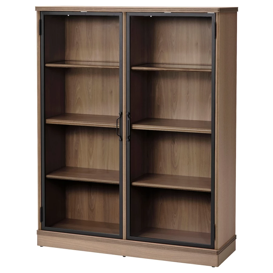 Шкаф для хранения  - LANESUND IKEA/ ЛАНЕСУНД ИКЕА, 121x37x152 см, коричневый/прозрачный (изображение №1)