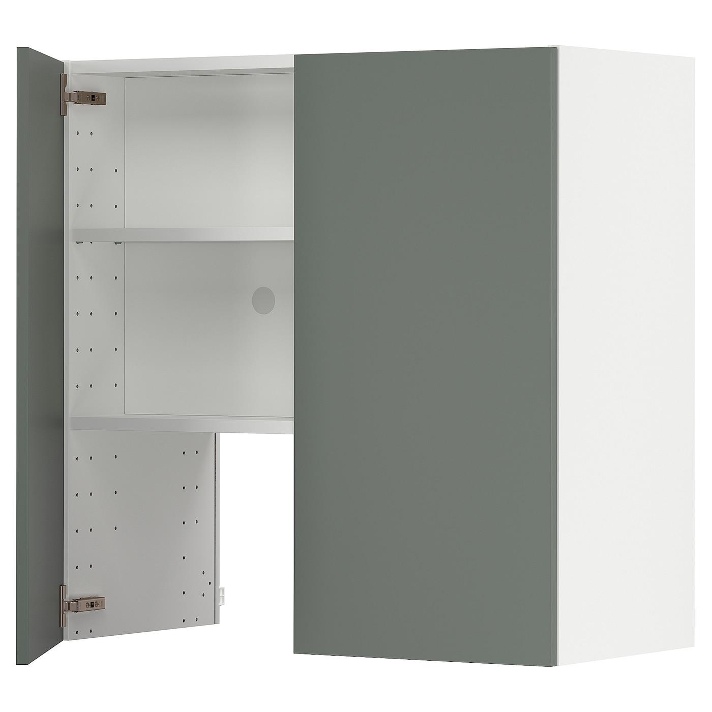 Навесной шкаф с полкой - METOD IKEA/ МЕТОД ИКЕА, 80х80 см, белый/темно-зеленый