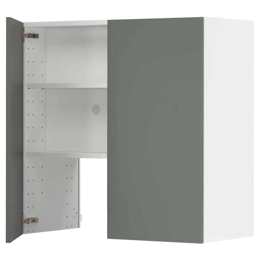 Навесной шкаф с полкой - METOD IKEA/ МЕТОД ИКЕА, 80х80 см, белый/темно-зеленый (изображение №1)