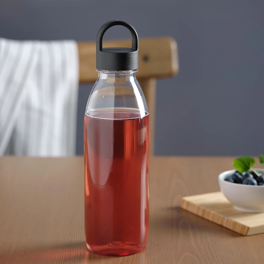 Бутылка с крышкой - IKEA 365+, 0.7 л, прозрачный/темно-серый, ИКЕА 365+ (изображение №6)
