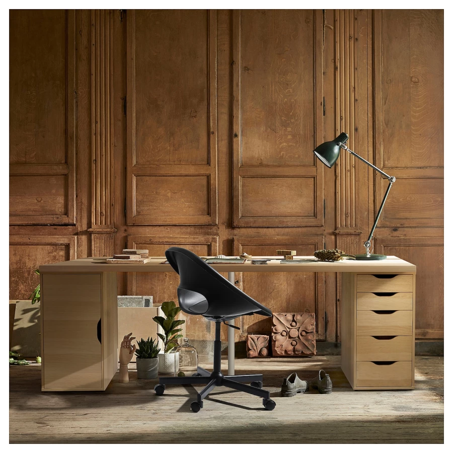Письменный стол с ящиками - IKEA LAGKAPTEN/ALEX, 200х60 см, под беленый дуб, ЛАГКАПТЕН/АЛЕКС ИКЕА (изображение №5)